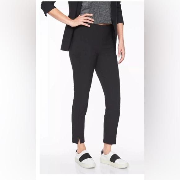 Athleta Wander Slim Crop Split Hem‎ Black Pants High Rise 405534 Women's Size 10 - Picture 1 of 6